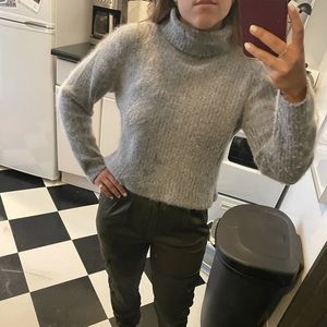 Reformation cropped grey cashmere sweater
